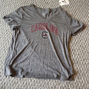 South Carolina Gamecocks Womens Medium T-shirt Gray Original League V-neck New